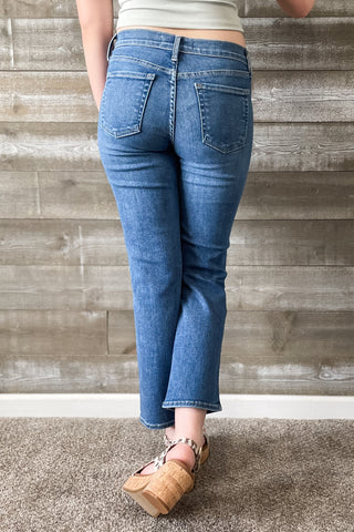 Just Black Denim Petite Straight Leg Jeans with Patch Pockets BP501JP Medium Wash