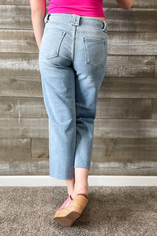 Just Black Denim Petite Palazzo Wide Leg Jeans with Patch Pockets in Light Wash BP506JP