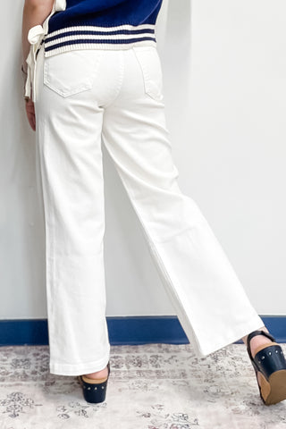 Just Black Patch Pocket Wide Leg Jeans in Off White Denim BP433J