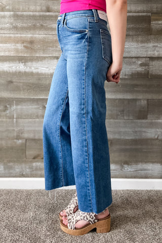 Just Black Denim Medium Wash Scissor Cut Wide Leg High Rise Jeans BP460J