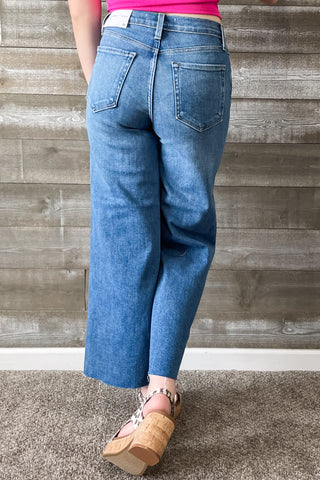 Just Black Denim Medium Wash Scissor Cut Wide Leg High Rise Jeans BP460J