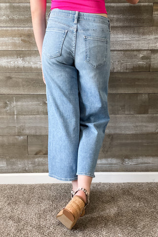 Just Black Denim Petite Slim Wide Leg Jeans in Light Wash BP500JP