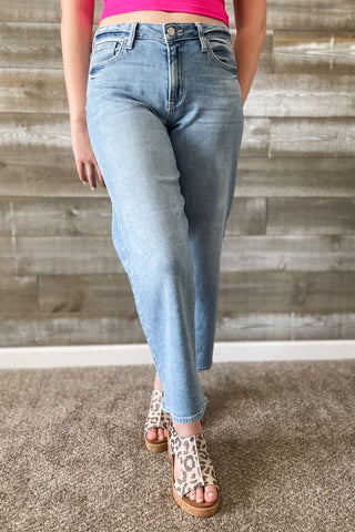 Just Black Denim Petite Slim Wide Leg Jeans in Light Wash BP500JP