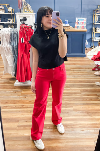 mica denim high rise loose fit straight leg lava red jeans mdp-t3573