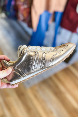 Shu Shop Penelope Gold Low Profile Fashion Gold Metallic Sneakers