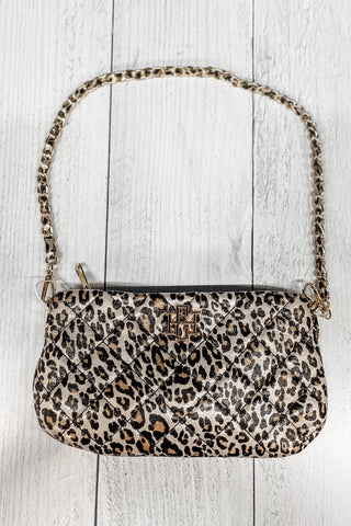 Caroline Hill Livi Crossbody Clutch Bag in shimmery Leopard