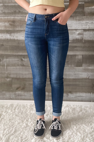 cello mid rise crop ankle skinny jeans with rolled cuff medium denim wash AB13950