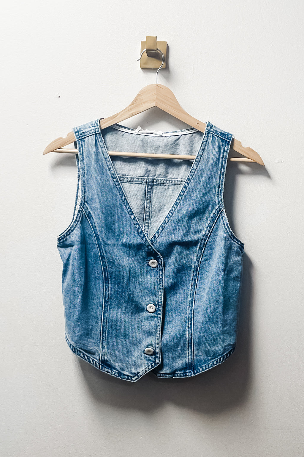 Wrangler® Retro® Western Yoke V-Neck Sleeveless Denim Vest 