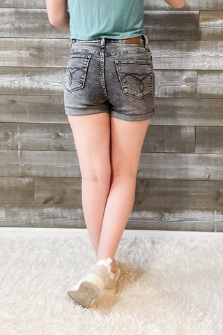 judy blue high waist button fly charcoal gray cuffed shorts JB150231REG GRY