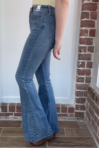 Judy Blue High Waist Western Inspired Embroidery Flare Jeans JB88606REG MD