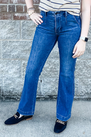 Judy Blue Mid Rise Trouser Bootcut Jeans with Tummy Control JB881052 DK