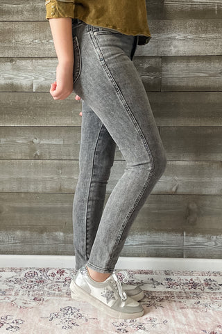 judy blue gray mid rise tummy control top skinny jeans shield pockets JB88862 GRY