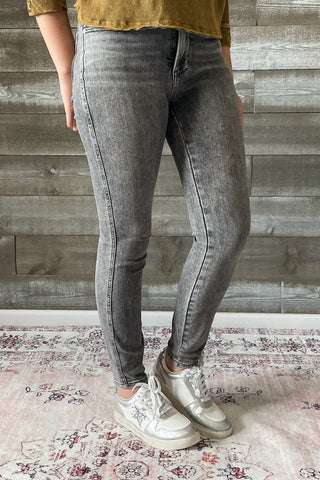 judy blue gray mid rise tummy control top skinny jeans shield pockets JB88862 GRY