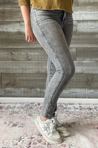 judy blue gray mid rise tummy control top skinny jeans shield pockets JB88862 GRY