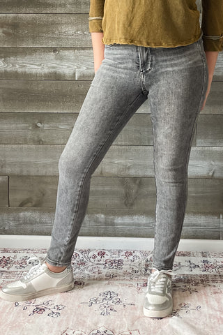 judy blue gray mid rise tummy control top skinny jeans shield pockets JB88862 GRY