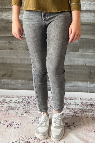 judy blue gray mid rise tummy control top skinny jeans shield pockets JB88862 GRY