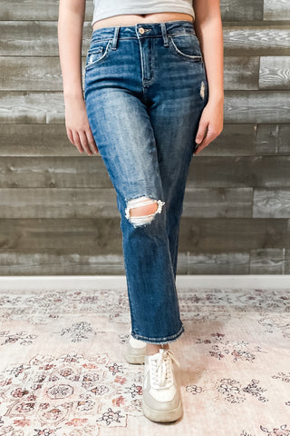 lovervet promiment high rise ankle straight jeans distressed LV1486