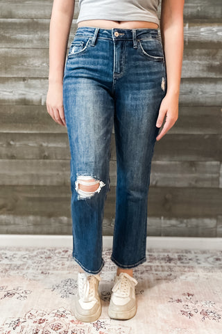 lovervet promiment high rise ankle straight jeans distressed LV1486