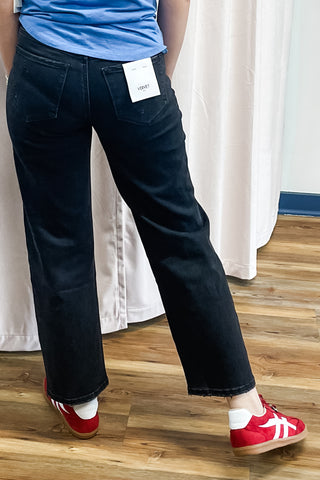 Vervet Washed Black Instant Panel Baby Barrel Jeans High Rise T6589