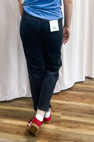 Vervet Washed Black Instant Panel Baby Barrel Jeans High Rise T6589