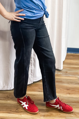 Vervet Washed Black Instant Panel Baby Barrel Jeans High Rise T6589