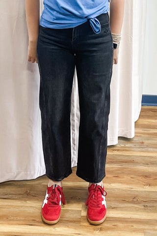 Vervet Washed Black Instant Panel Baby Barrel Jeans High Rise T6589