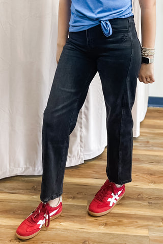 Vervet Washed Black Instant Panel Baby Barrel Jeans High Rise T6589