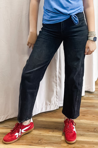 Vervet Washed Black Instant Panel Baby Barrel Jeans High Rise T6589