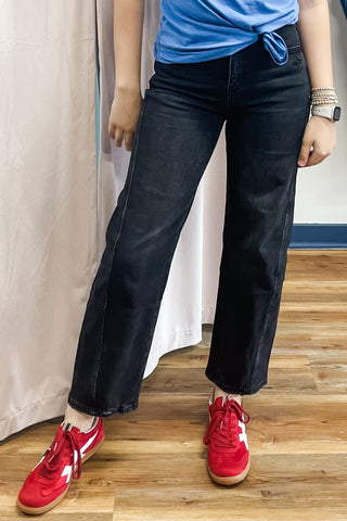 Vervet Washed Black Instant Panel Baby Barrel Jeans High Rise T6589