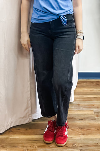 Vervet Washed Black Instant Panel Baby Barrel Jeans High Rise T6589