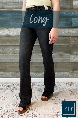 judy blue high waist tummy control top bootcut black wash jeans JB88787REG long tall inseam