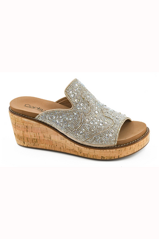 Corkys Rhinestone Neon Moon Wedge Shoe