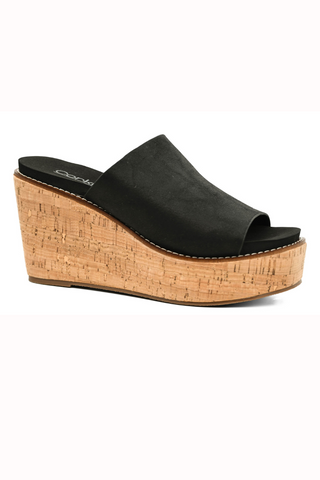 Corkys Black Mugshot Wedge Heel