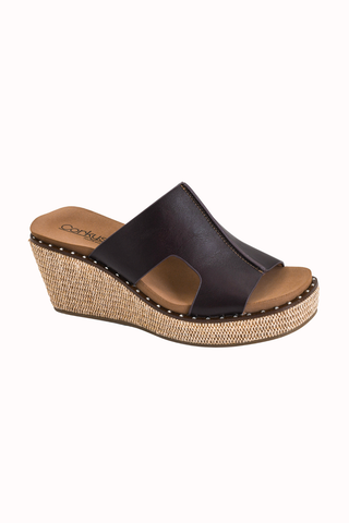 PRE-ORDER Corkys Kiss N Tell Open Toe Cork Wedge Sandals