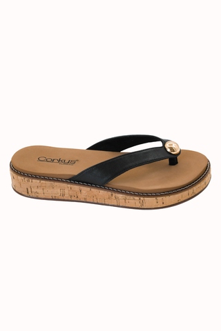 PRE-ORDER Corkys Off The Deep End Thong Flip Flop Sandals in Black