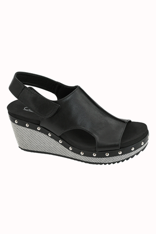 PRE-ORDER Corkys For Keeps Black Combo Wedge Sandal