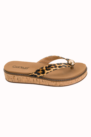 PRE-ORDER Corkys Off The Deep End Thong Flip Flop Sandals in Leopard