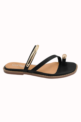 PRE-ORDER Corkys Dirty Looks Black Sandal with Toe Ring