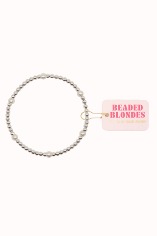 Beaded Blondes Madi Synthetic Parl Beaded Bracelet 3mm Sterling Silver available in 2 sizes