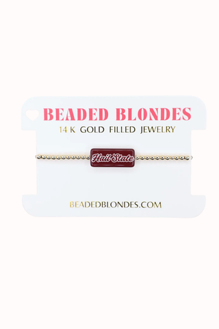 Beaded Blondes Hail State Block Bracelet with 14K Gold Filled Beads