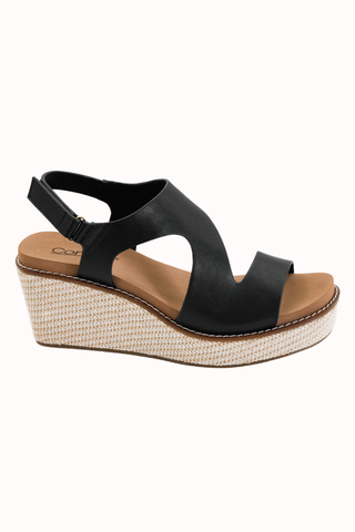 PRE-ORDER Corkys Steppin Out Black Wedge Sandals