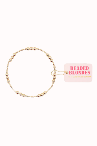 Beaded Blondes ILY (I Love You) 14K Gold Filled 4mm and 2mm waterproof Bracelet available in 2 sizes