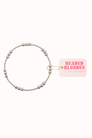 Beaded Blondes ILY Stretch Bracelet in 2mm and 4mm Sterling Silver