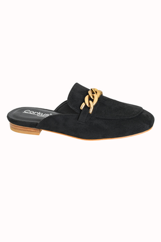 Corkys Keepsake Black Faux Suede Mule