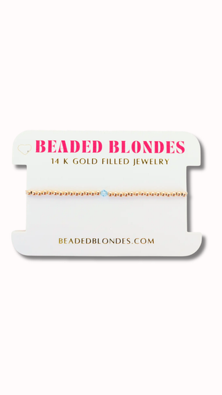 Beaded Blondes March Birthstone Swarovski braelets