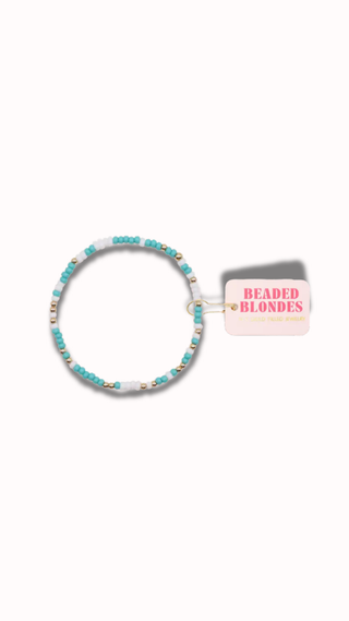 Beaded Blondes Turquoise & White Sprinkle Bracelet Standard Size