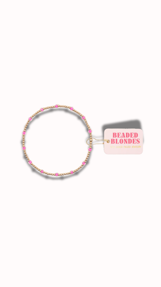 Beaded Blondes Dainty Hot Pink Poppi Bracelet Standard Size