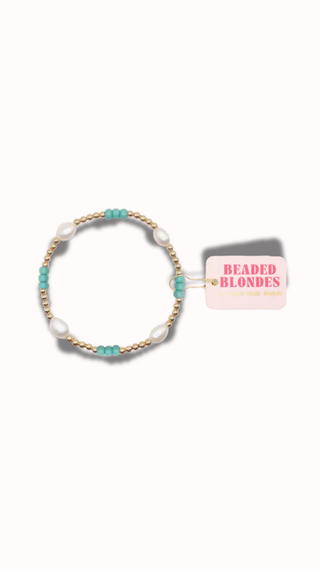 Beaded Blondes Pearl Poppi Bracelet Standard Size Turquoise