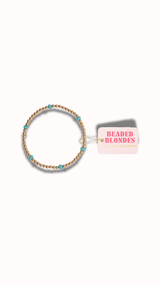 Beaded Blondes Turquoise Poppi Beaded Bracelet 14K gold filled waterproof jewelry