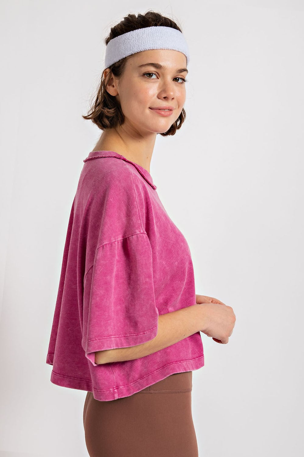 rae mode mineral washed oversized cropped tee T9791 magenta free people dupe